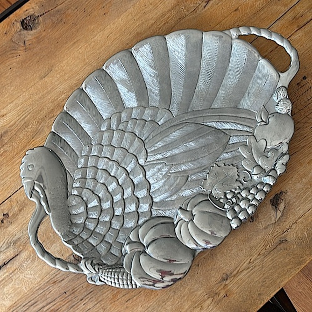 NWT Vintage Lenox Silver Turkey Serving Platter handles Serveware Thanksgiving